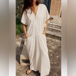 Zara Beatrice Pinstripe Kaftan Dress